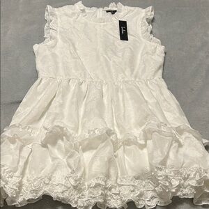 Lulu's White Floral Jacquard Ruffle Tiered Dress